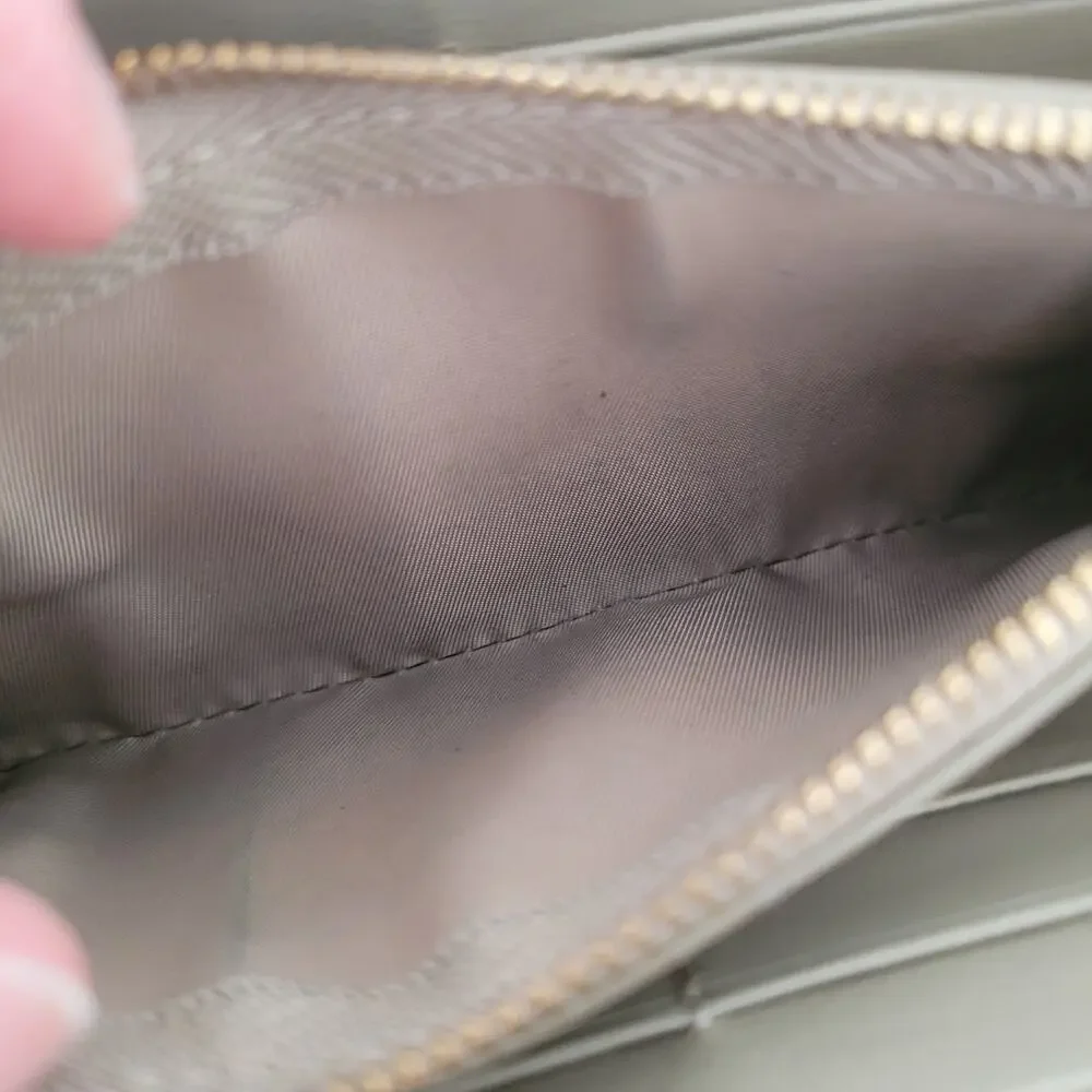 Tory‎ Burch Beige Bow Leather Zip Around Large Wallet Long Clutch Logo